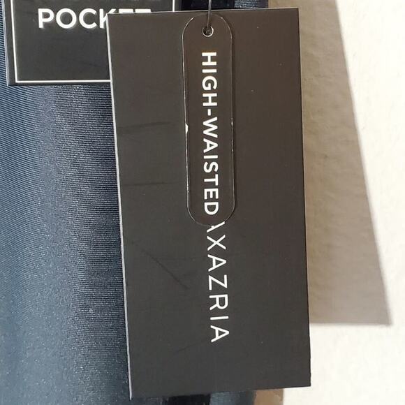 BCBGMAXAZRIA teal ombre velvet trimmed active athletic leggings size large new!! - Picture 9 of 12